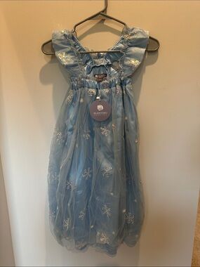 Elestory Light Blue Snowflake Tulle Party Dress, 4-5T